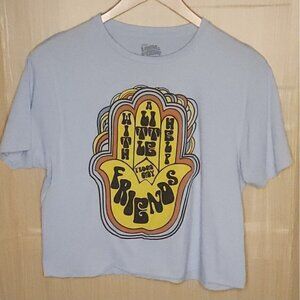 Lennon & McCarthy Womens Blue Cropped Oversized Song Tee Large